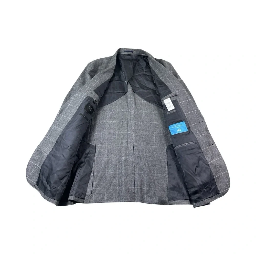 J.Crew Ludlow Slim Gray Windowpane Check Vitale Barberis Supersonic Blazer 40R